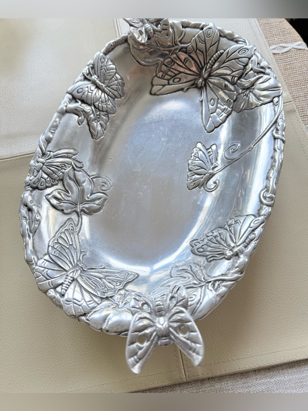🌾 Arthur Court Silver Butterfly Decorative Serving Tray -Vintage